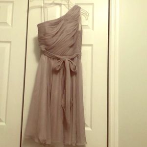 Light gray shirt bridesmaid dress